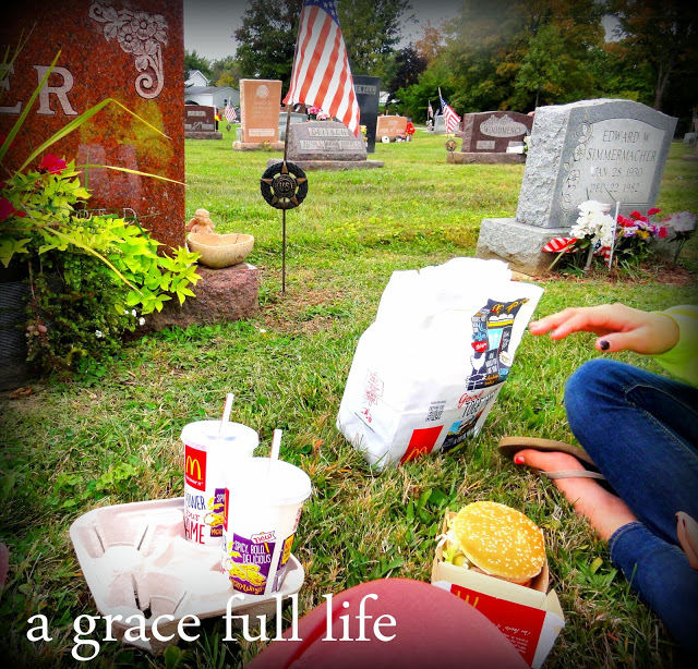 Eating lunch by Gramma's grave in Crestline Ohio