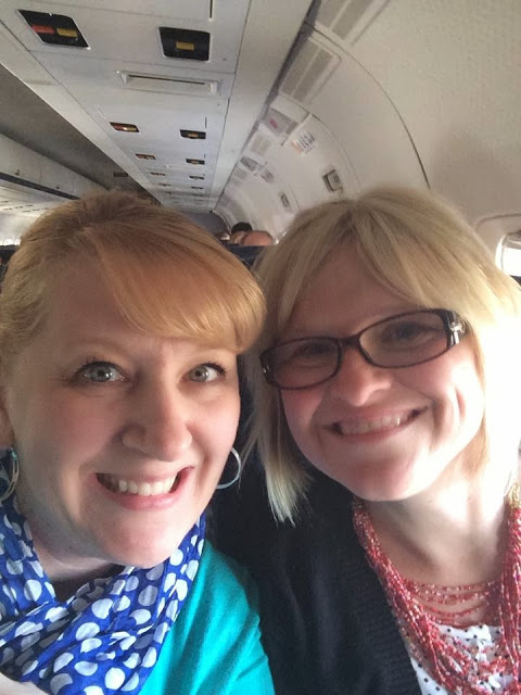 Jen and I on the plane after landing in NYC