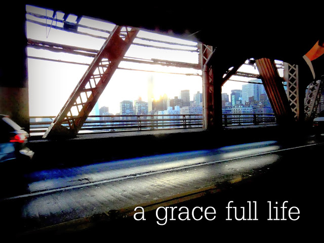 Driving over the bridge into Manhattan NYC