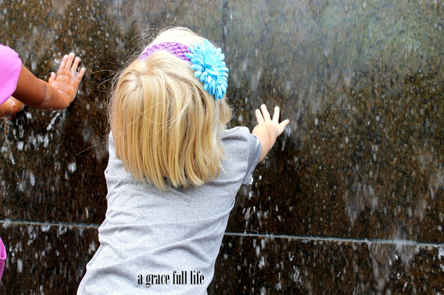 Ella at Soldier Field fountain