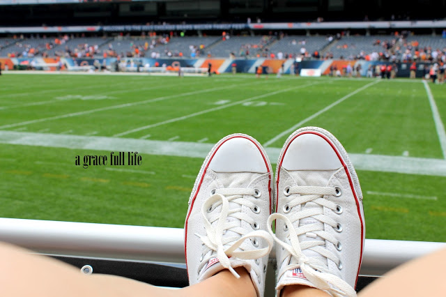 My feet at a Chicago Bears game