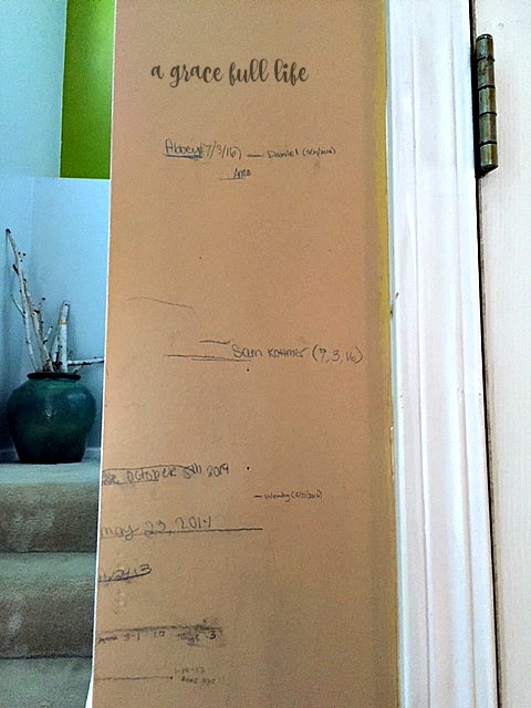 growth chart on wall 